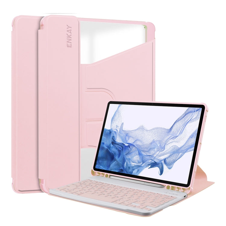 For Samsung Galaxy Tab S9 ENKAY 360 Degree Rotation Leather TPU Smart Case with Wireless Keyboard(Pink) - free shipping - PMC Jewellery - Order now!