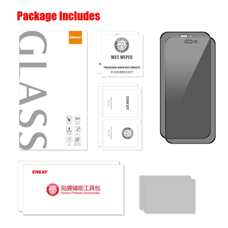For iPhone 16 2pcs ENKAY Hat-Prince 28�� Anti-peeping Tempered Glass Protector Full Screen Film - iPhone 16 Tempered Glass by ENKAY | Online Shopping South Africa | PMC TechLife | Buy Now Pay Later Mobicred