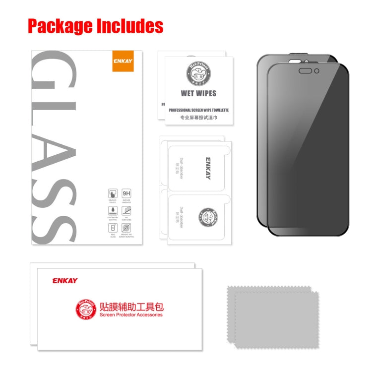For iPhone 16 Pro Max 2pcs ENKAY Hat-Prince 28�� Anti-peeping Tempered Glass Protector Full Screen Film - iPhone 16 Pro Max Tempered Glass by ENKAY | Online Shopping South Africa | PMC TechLife | Buy Now Pay Later Mobicred
