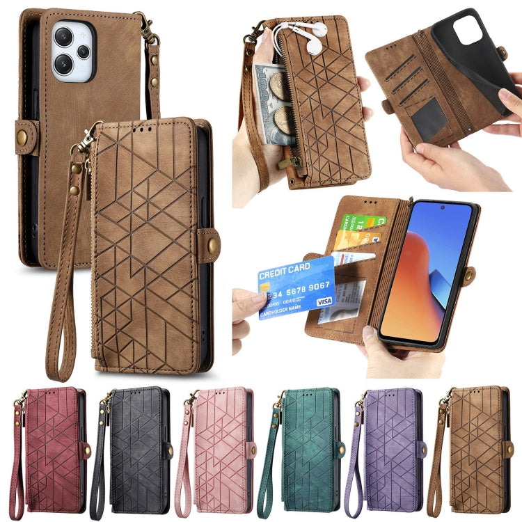 For Xiaomi Redmi Note 12 4G Geometric Zipper Wallet Side Buckle Leather Phone Case(Green) - Xiaomi Cases by PMC TechLife | Online Shopping South Africa | PMC TechLife | Buy Now Pay Later Mobicred
