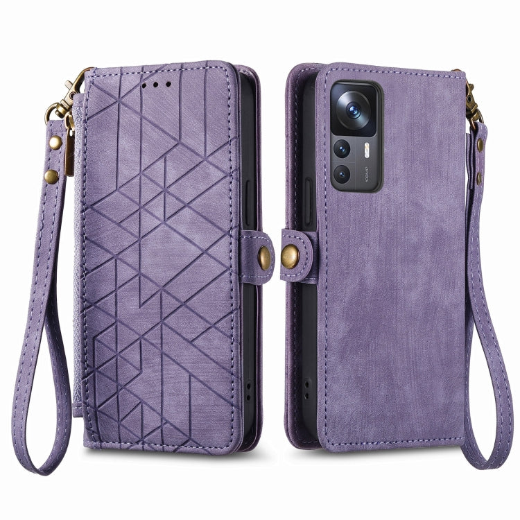 For Xiaomi 13 Ultra Geometric Zipper Wallet Side Buckle Leather Phone Case(Purple) - 13 Ultra Cases by PMC TechLife | Online Shopping South Africa | PMC TechLife | Buy Now Pay Later Mobicred