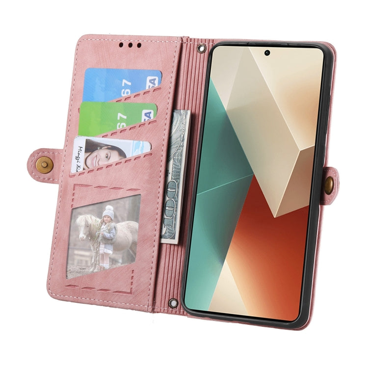 For Redmi Note 13 Pro 4G Geometric Zipper Wallet Side Buckle Leather Phone Case(Pink) - Note 13 Pro Cases by PMC TechLife | Online Shopping South Africa | PMC TechLife | Buy Now Pay Later Mobicred