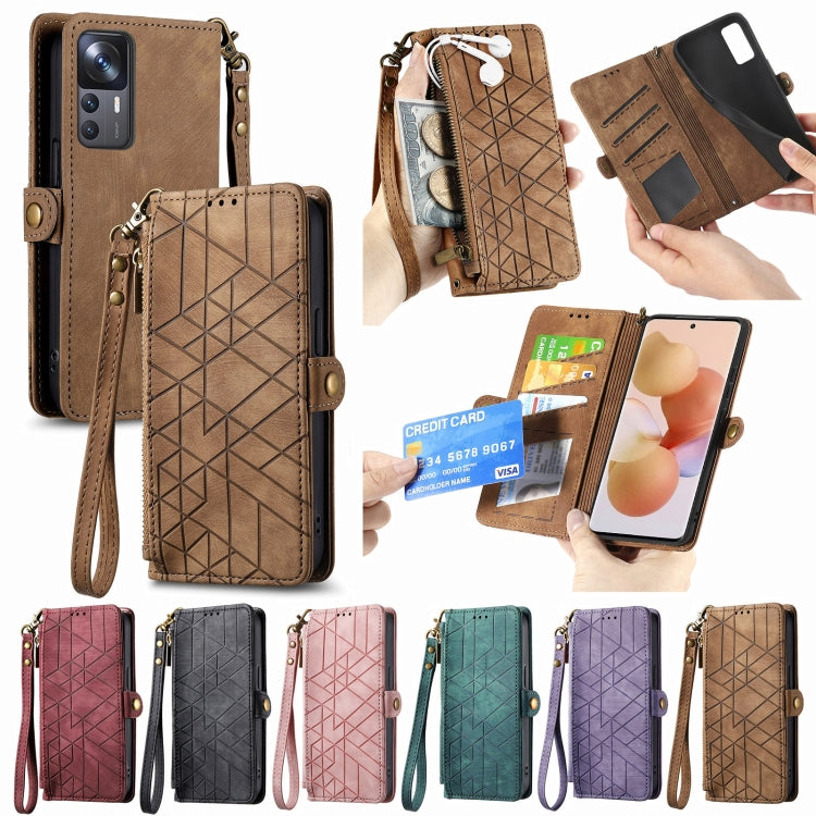 For Redmi Note 13 4G Geometric Zipper Wallet Side Buckle Leather Phone Case(Red) - Note 13 Cases by PMC TechLife | Online Shopping South Africa | PMC TechLife | Buy Now Pay Later Mobicred