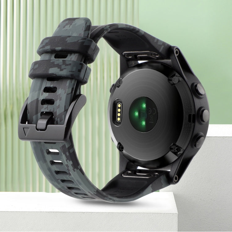 For Garmin Fenix 7 22mm Camouflage Silicone Watch Band(Camouflage Black) - Watch Bands by PMC TechLife | Online Shopping South Africa | PMC TechLife