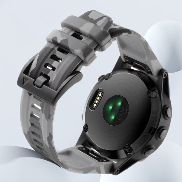 For Garmin Fenix 7 22mm Camouflage Silicone Watch Band(Camouflage Black) - Watch Bands by PMC TechLife | Online Shopping South Africa | PMC TechLife