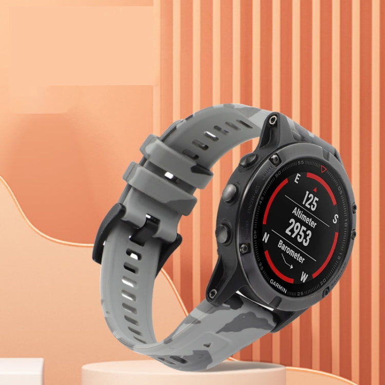 For Garmin Fenix 7 22mm Camouflage Silicone Watch Band(Camouflage Black) - Watch Bands by PMC TechLife | Online Shopping South Africa | PMC TechLife