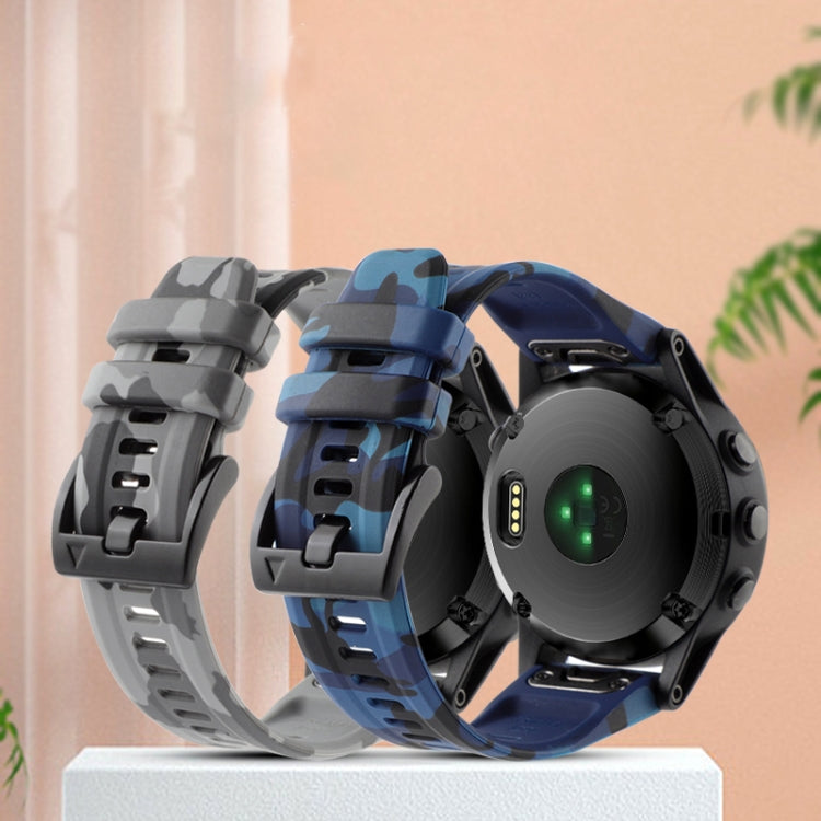 For Garmin Fenix 7 22mm Camouflage Silicone Watch Band(Camouflage Black) - Watch Bands by PMC TechLife | Online Shopping South Africa | PMC TechLife