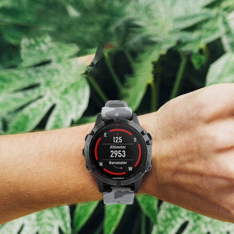 For Garmin Fenix 7 22mm Camouflage Silicone Watch Band(Camouflage Black) - Watch Bands by PMC TechLife | Online Shopping South Africa | PMC TechLife