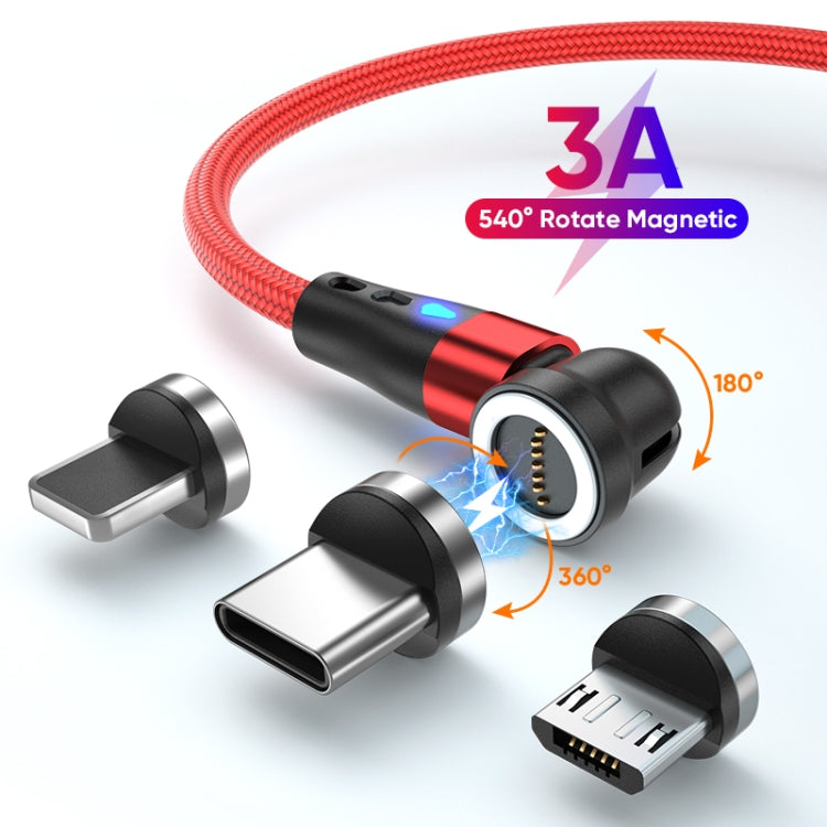 ENKAY 3 in 1 3A USB to Type-C / 8 Pin / Micro USB Magnetic 540 Degrees Rotating Fast Charging Cable, Length:2m(Red) - free shipping - PMC Jewellery - Order now!