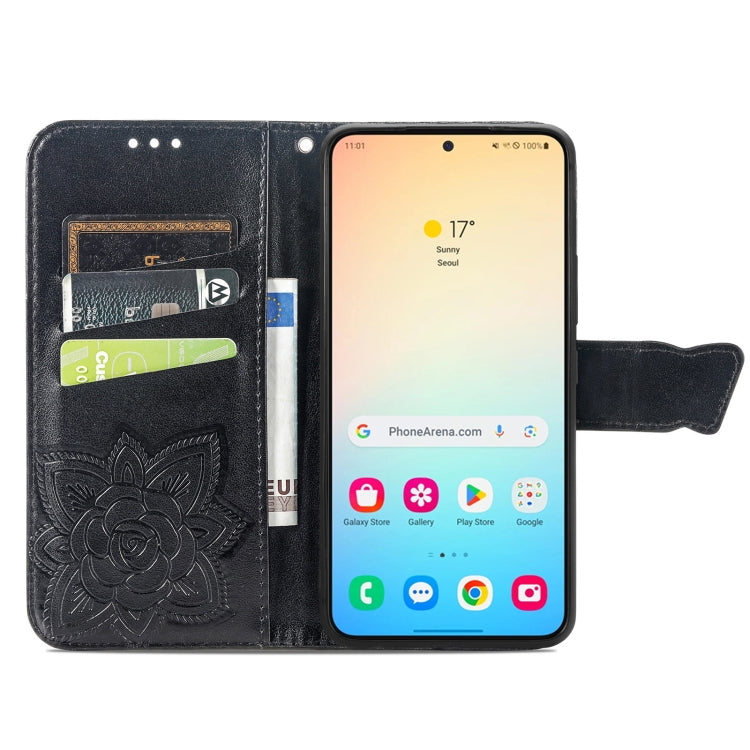 For Samsung Galaxy S24 5G Butterfly Love Flower Embossed Leather Phone Case(Black) - free shipping - PMC TechLife - Order now!