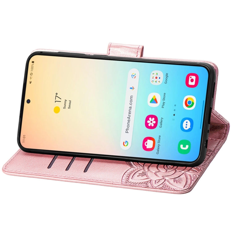 For Samsung Galaxy S24 5G Butterfly Love Flower Embossed Leather Phone Case(Rose Gold) - Galaxy S24 5G Cases by PMC TechLife | Online Shopping South Africa | PMC TechLife