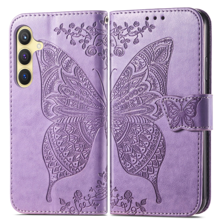 For Samsung Galaxy S24 5G Butterfly Love Flower Embossed Leather Phone Case(Light Purple) - Galaxy S24 5G Cases by PMC TechLife | Online Shopping South Africa | PMC TechLife
