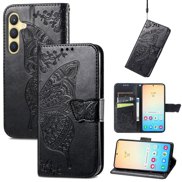 For Samsung Galaxy S24+ 5G Butterfly Love Flower Embossed Leather Phone Case(Black) - Galaxy S24+ 5G Cases by PMC TechLife | Online Shopping South Africa | PMC TechLife | Buy Now Pay Later Mobicred