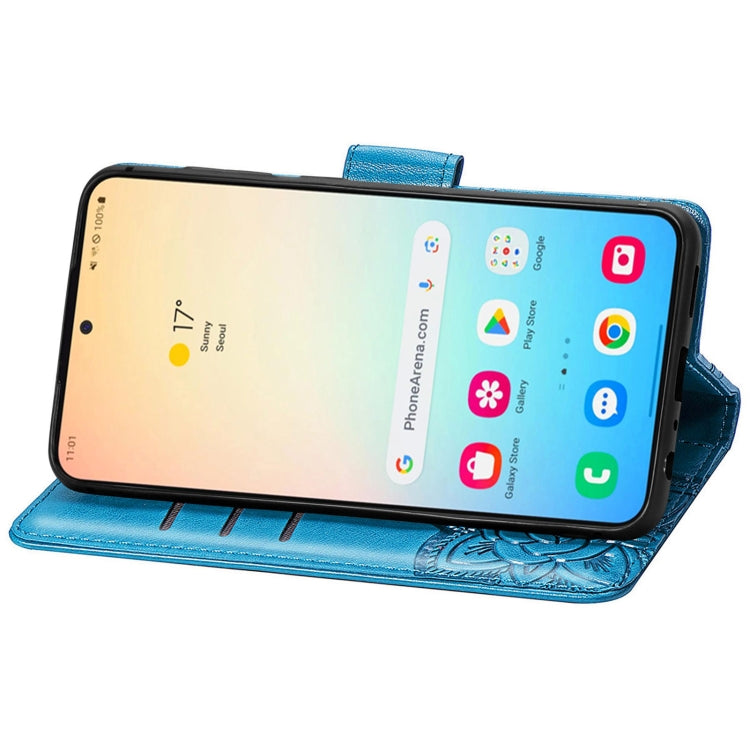 For Samsung Galaxy S24+ 5G Butterfly Love Flower Embossed Leather Phone Case(Blue) - Galaxy S24+ 5G Cases by PMC TechLife | Online Shopping South Africa | PMC TechLife