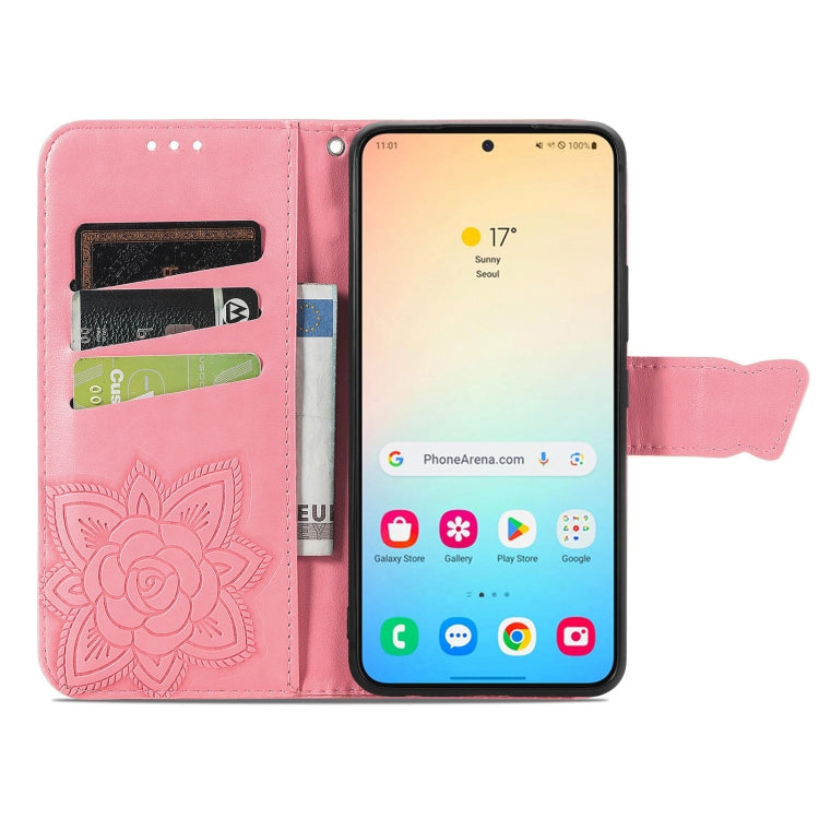 For Samsung Galaxy S24+ 5G Butterfly Love Flower Embossed Leather Phone Case(Pink) - Galaxy S24+ 5G Cases by PMC TechLife | Online Shopping South Africa | PMC TechLife
