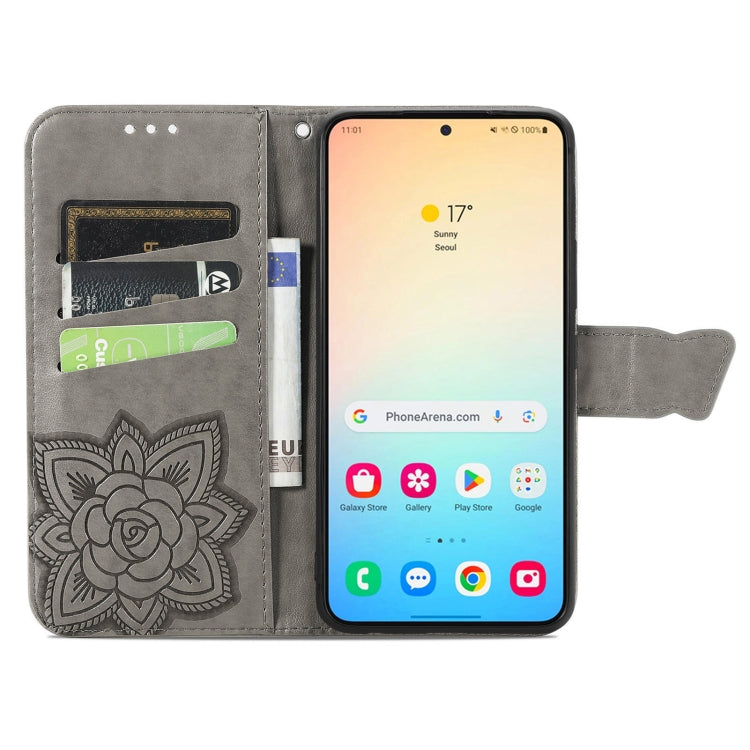For Samsung Galaxy S24+ 5G Butterfly Love Flower Embossed Leather Phone Case(Gray) - Galaxy S24+ 5G Cases by PMC TechLife | Online Shopping South Africa | PMC TechLife