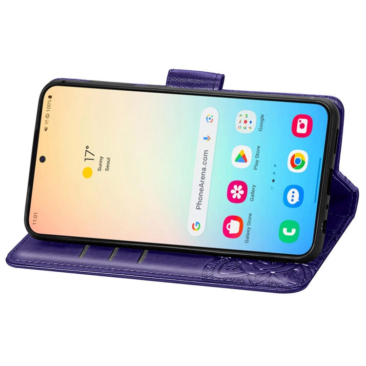 For Samsung Galaxy S24+ 5G Butterfly Love Flower Embossed Leather Phone Case(Dark Purple) - Galaxy S24+ 5G Cases by PMC TechLife | Online Shopping South Africa | PMC TechLife
