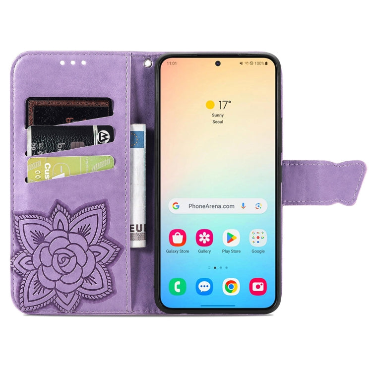 For Samsung Galaxy S24+ 5G Butterfly Love Flower Embossed Leather Phone Case(Light Purple) - Galaxy S24+ 5G Cases by PMC TechLife | Online Shopping South Africa | PMC TechLife