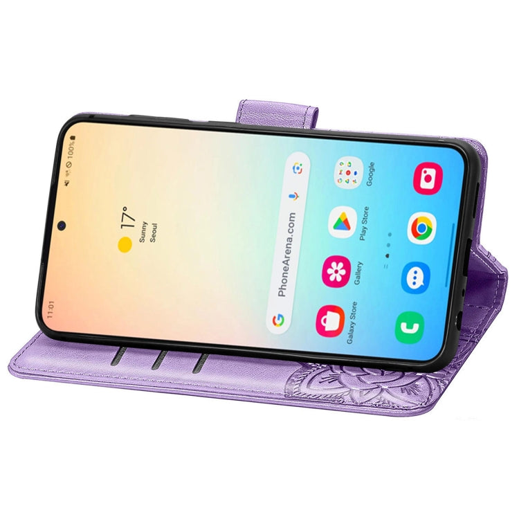 For Samsung Galaxy S24+ 5G Butterfly Love Flower Embossed Leather Phone Case(Light Purple) - Galaxy S24+ 5G Cases by PMC TechLife | Online Shopping South Africa | PMC TechLife