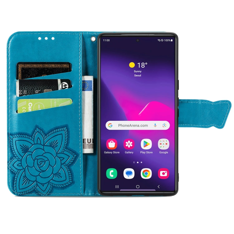 For Samsung Galaxy S24 Ultra 5G Butterfly Love Flower Embossed Leather Phone Case(Blue) - Galaxy S24 Ultra 5G Cases by PMC TechLife | Online Shopping South Africa | PMC TechLife