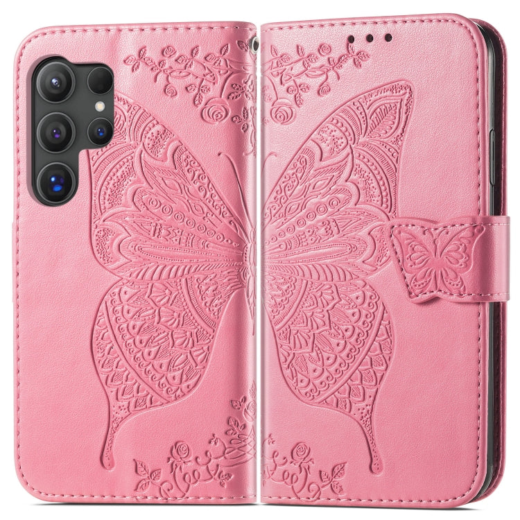 For Samsung Galaxy S24 Ultra 5G Butterfly Love Flower Embossed Leather Phone Case(Pink) - Galaxy S24 Ultra 5G Cases by PMC TechLife | Online Shopping South Africa | PMC TechLife