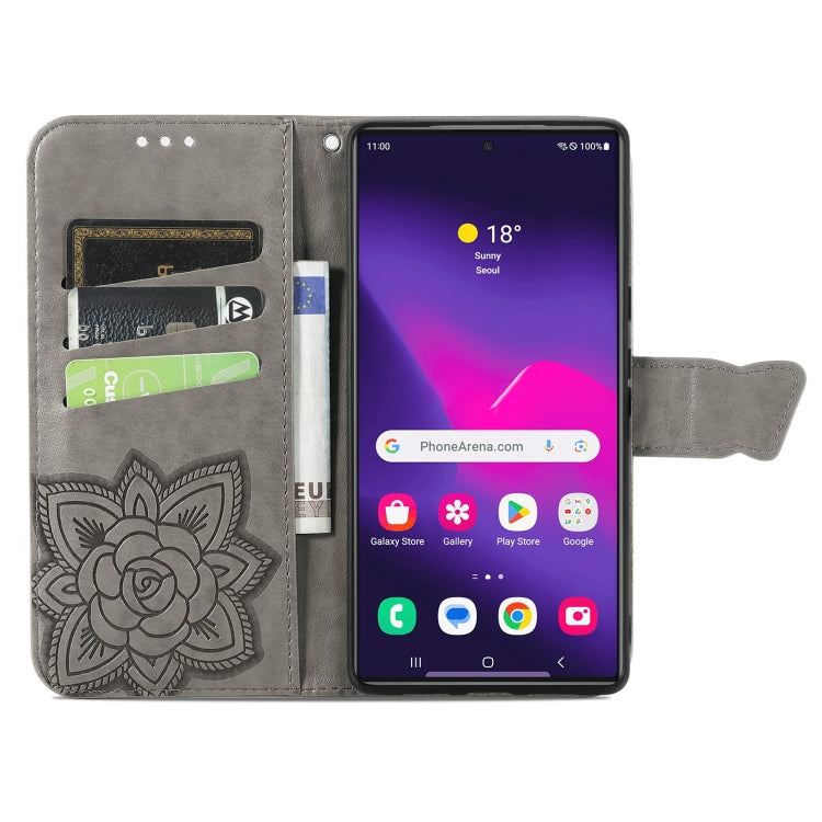 For Samsung Galaxy S24 Ultra 5G Butterfly Love Flower Embossed Leather Phone Case(Gray) - Galaxy S24 Ultra 5G Cases by PMC TechLife | Online Shopping South Africa | PMC TechLife