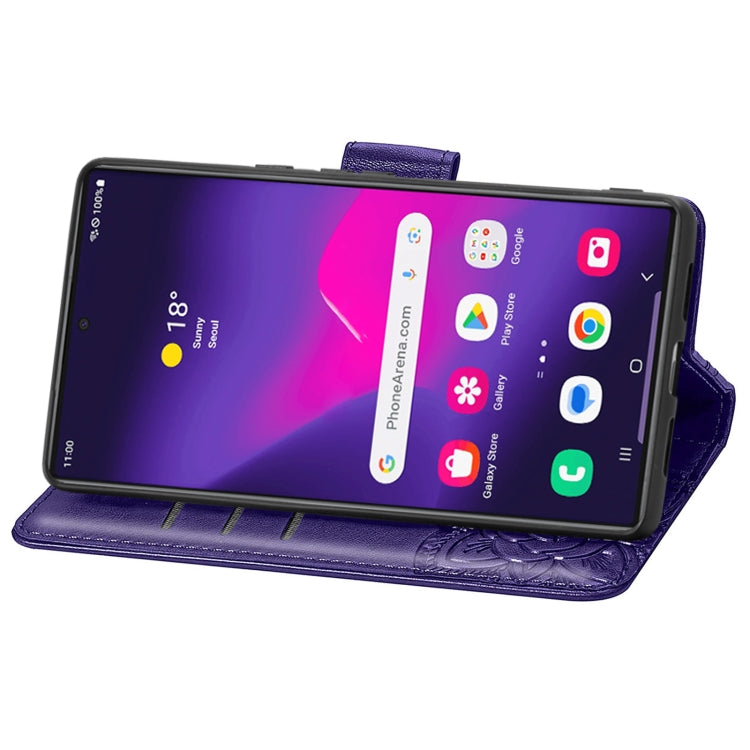 For Samsung Galaxy S24 Ultra 5G Butterfly Love Flower Embossed Leather Phone Case(Dark Purple) - Galaxy S24 Ultra 5G Cases by PMC TechLife | Online Shopping South Africa | PMC TechLife