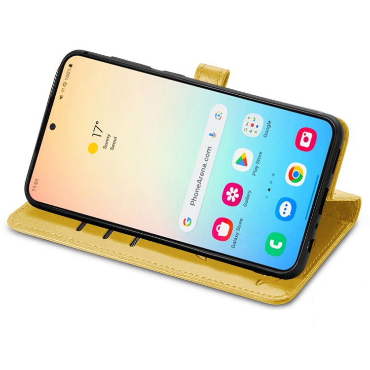 For Samsung Galaxy S25 5G Cat and Dog Embossed Leather Phone Case(Yellow) - Galaxy S25 5G Cases by PMC Jewellery | Online Shopping South Africa | PMC Jewellery | Buy Now Pay Later Mobicred