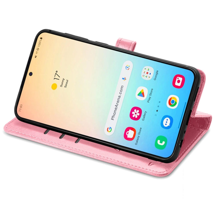 For Samsung Galaxy S25 5G Cat and Dog Embossed Leather Phone Case(Pink) - Galaxy S25 5G Cases by PMC Jewellery | Online Shopping South Africa | PMC Jewellery | Buy Now Pay Later Mobicred