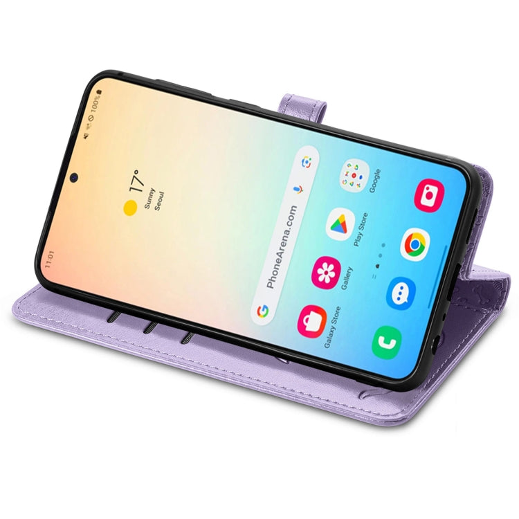 For Samsung Galaxy S25+ 5G Cat and Dog Embossed Leather Phone Case(Purple) - Galaxy S25+ 5G Cases by PMC Jewellery | Online Shopping South Africa | PMC Jewellery | Buy Now Pay Later Mobicred
