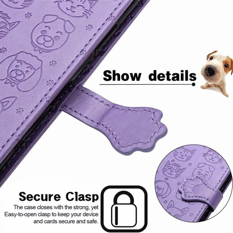 For Samsung Galaxy S25 5G Cat and Dog Embossed Leather Phone Case(Rose Gold) - Galaxy S25 5G Cases by PMC Jewellery | Online Shopping South Africa | PMC Jewellery | Buy Now Pay Later Mobicred