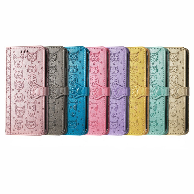For Samsung Galaxy S25 5G Cat and Dog Embossed Leather Phone Case(Gold) - Galaxy S25 5G Cases by PMC Jewellery | Online Shopping South Africa | PMC Jewellery | Buy Now Pay Later Mobicred