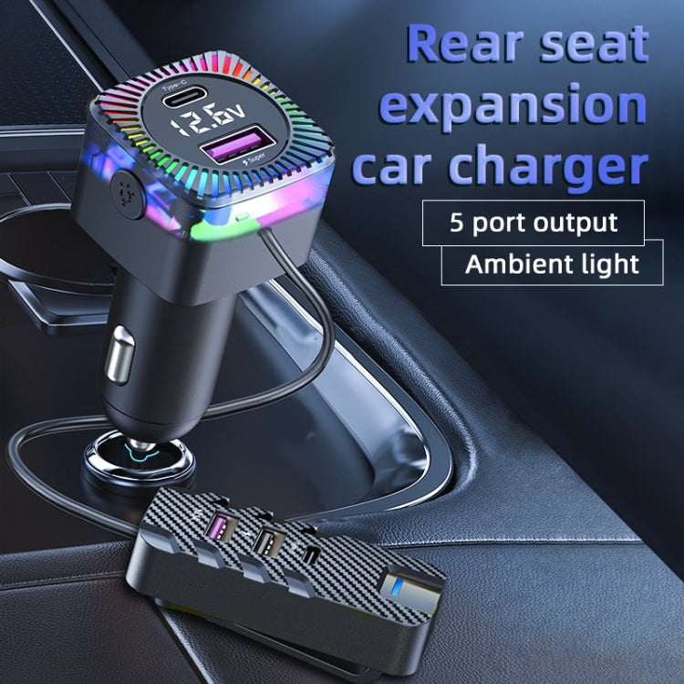 YQ3 66W Super Fast Charging 5 Port Rear Seat Extended Car Charger - Car Charger by PMC TechLife | Online Shopping South Africa | PMC TechLife | Buy Now Pay Later Mobicred