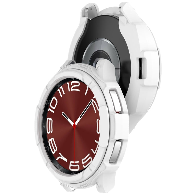 For Samsung Galaxy Watch 6 Classic 43mm Rotating Ring  + TPU Armor Watch Protective Case(White) - free shipping - PMC TechLife - Order now!