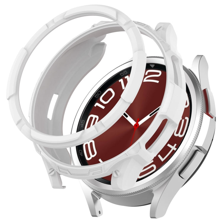 For Samsung Galaxy Watch 6 Classic 47mm Rotating Ring  + TPU Armor Watch Protective Case(White) - Watch Cases by PMC TechLife | Online Shopping South Africa | PMC TechLife