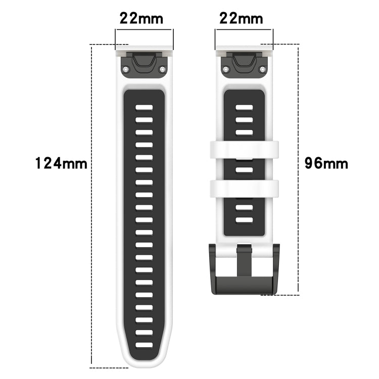 For Garmin Forerunner 965 22mm Sports Two-Color Silicone Watch Band(White+Black) - Watch Bands by PMC TechLife | Online Shopping South Africa | PMC TechLife
