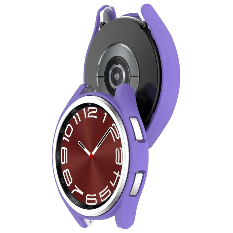 For Samsung Galaxy Watch 6 Classic 47mm Half Coverage Hollow PC Watch Protective Case(Purple) - Watch Cases by PMC TechLife | Online Shopping South Africa | PMC TechLife