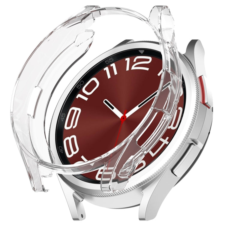 For Samsung Galaxy Watch6 Classic 47mm Electroplated TPU Half Pack Hollow Watch Protective Case(Transparent) - Watch Cases by PMC TechLife | Online Shopping South Africa | PMC TechLife