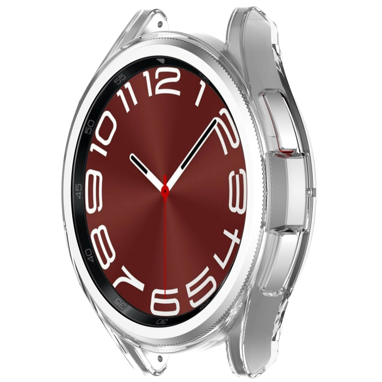 For Samsung Galaxy Watch6 Classic 47mm Electroplated TPU Half Pack Hollow Watch Protective Case(Transparent) - Watch Cases by PMC TechLife | Online Shopping South Africa | PMC TechLife