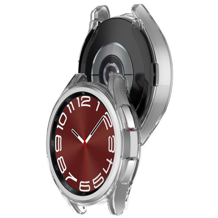 For Samsung Galaxy Watch6 Classic 47mm Electroplated TPU Half Pack Hollow Watch Protective Case(Transparent) - Watch Cases by PMC TechLife | Online Shopping South Africa | PMC TechLife