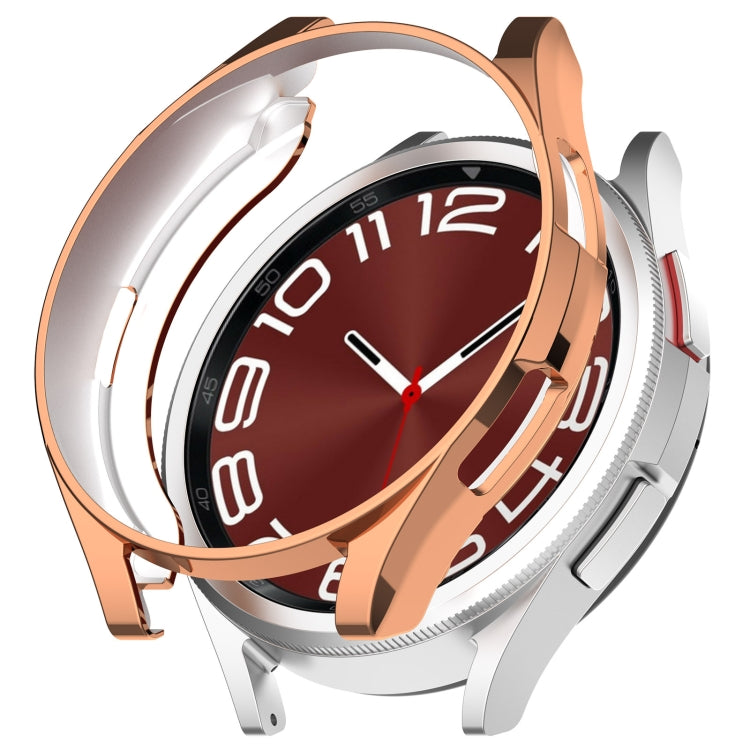 For Samsung Galaxy Watch6 Classic 47mm Electroplated TPU Half Pack Hollow Watch Protective Case(Rose Gold) - Watch Cases by PMC TechLife | Online Shopping South Africa | PMC TechLife