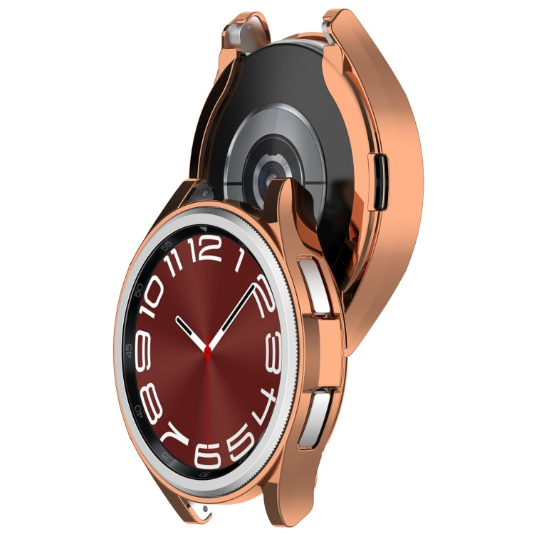 For Samsung Galaxy Watch6 Classic 47mm Electroplated TPU Half Pack Hollow Watch Protective Case(Rose Gold) - Watch Cases by PMC TechLife | Online Shopping South Africa | PMC TechLife