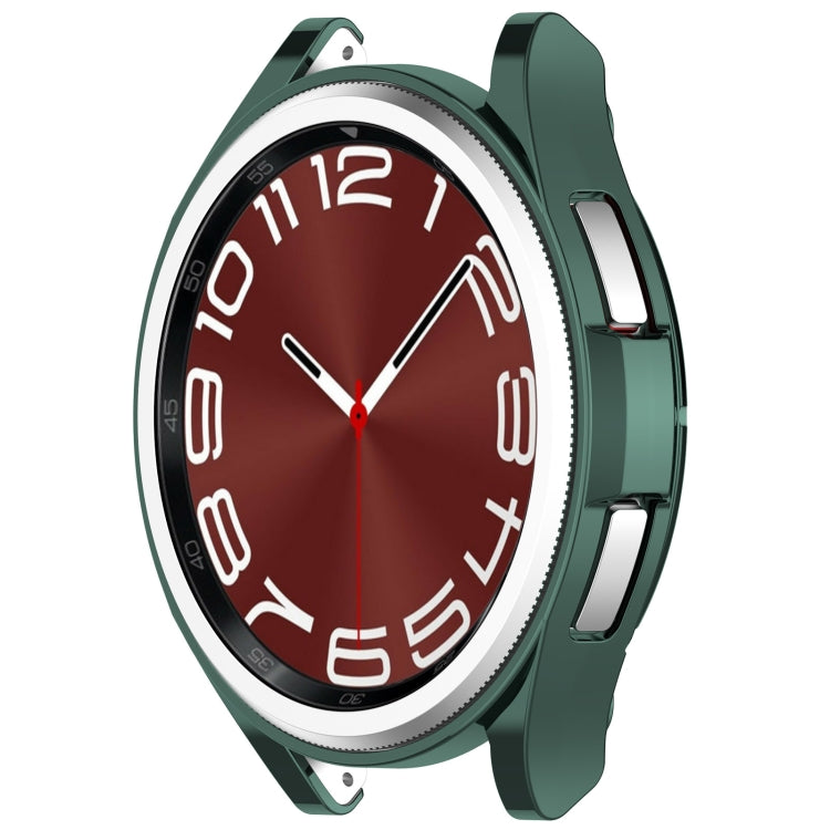 For Samsung Galaxy Watch6 Classic 47mm Electroplated TPU Half Pack Hollow Watch Protective Case(Green) - Watch Cases by PMC TechLife | Online Shopping South Africa | PMC TechLife