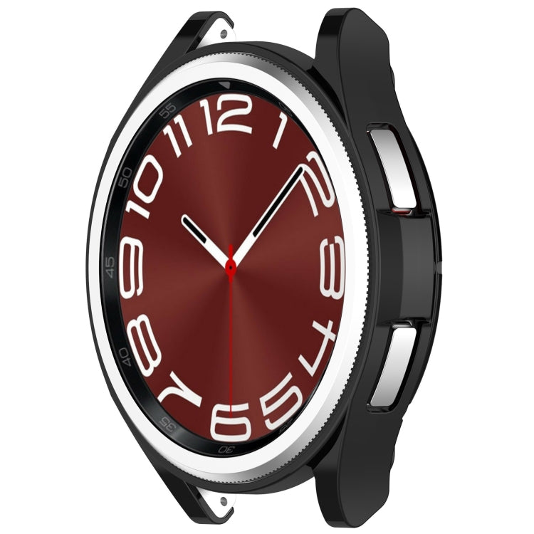 For Samsung Galaxy Watch6 Classic 43mm Electroplated TPU Half Pack Hollow Watch Protective Case(Black) - Watch Cases by PMC TechLife | Online Shopping South Africa | PMC TechLife