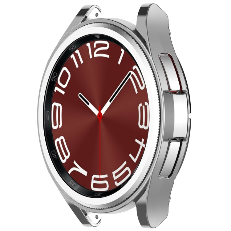 For Samsung Galaxy Watch6 Classic 43mm Electroplated TPU Half Pack Hollow Watch Protective Case(Silver) - Watch Cases by PMC TechLife | Online Shopping South Africa | PMC TechLife