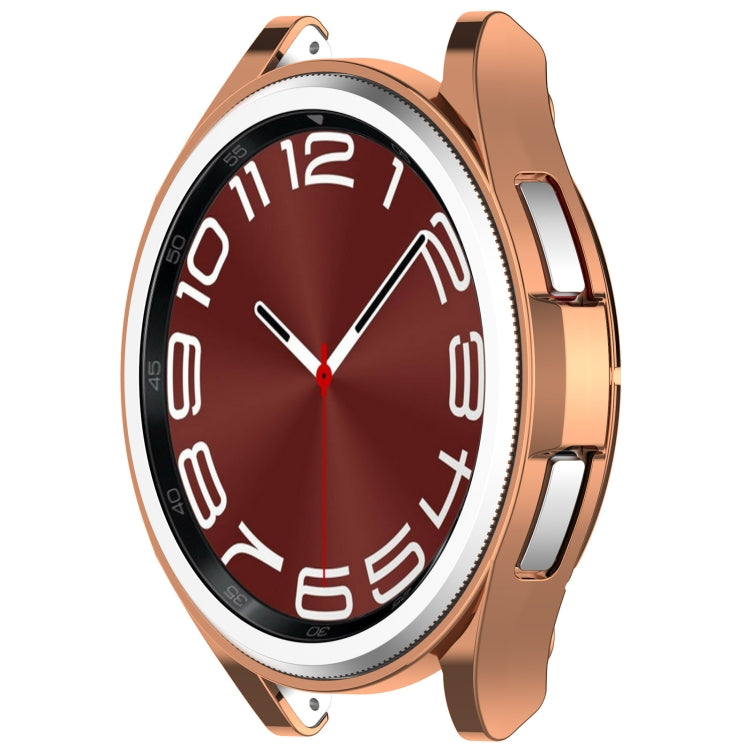 For Samsung Galaxy Watch6 Classic 43mm Electroplated TPU Half Pack Hollow Watch Protective Case(Rose Gold) - Watch Cases by PMC TechLife | Online Shopping South Africa | PMC TechLife