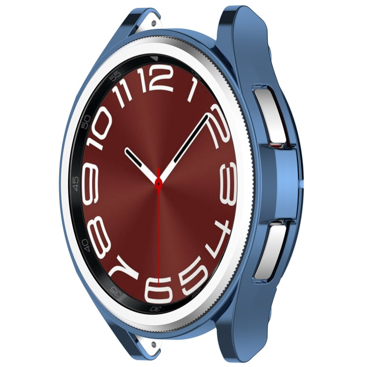 For Samsung Galaxy Watch6 Classic 43mm Electroplated TPU Half Pack Hollow Watch Protective Case(Blue) - Watch Cases by PMC TechLife | Online Shopping South Africa | PMC TechLife | Buy Now Pay Later Mobicred
