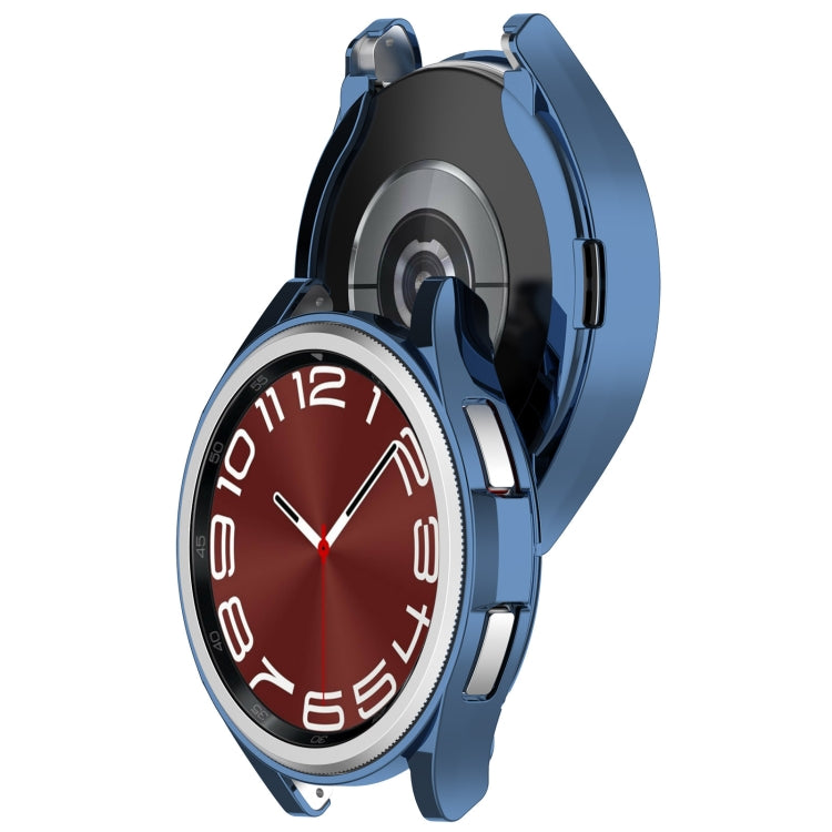 For Samsung Galaxy Watch6 Classic 43mm Electroplated TPU Half Pack Hollow Watch Protective Case(Blue) - Watch Cases by PMC TechLife | Online Shopping South Africa | PMC TechLife | Buy Now Pay Later Mobicred