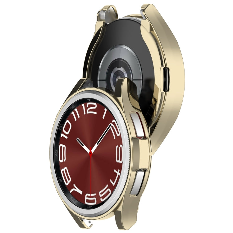 For Samsung Galaxy Watch6 Classic 43mm Electroplated TPU Half Pack Hollow Watch Protective Case(Gold) - Watch Cases by PMC TechLife | Online Shopping South Africa | PMC TechLife