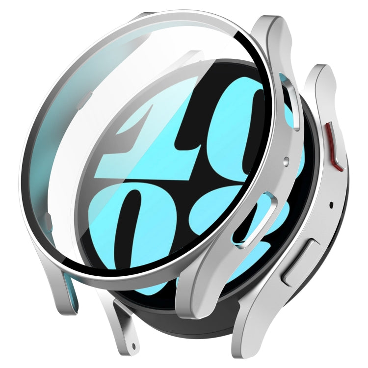 For Samsung Galaxy Watch6 40mm PC + Tempered Film Integrated Watch Protective Case(Silver) - Watch Cases by PMC TechLife | Online Shopping South Africa | PMC TechLife